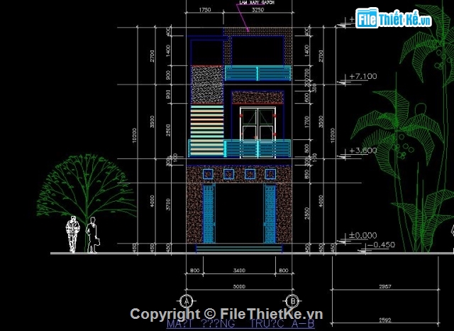 Bản vẽ nhà phố,kiến trúc 2 tầng,nhà phố 2 tâng,nhà phố 5x19m